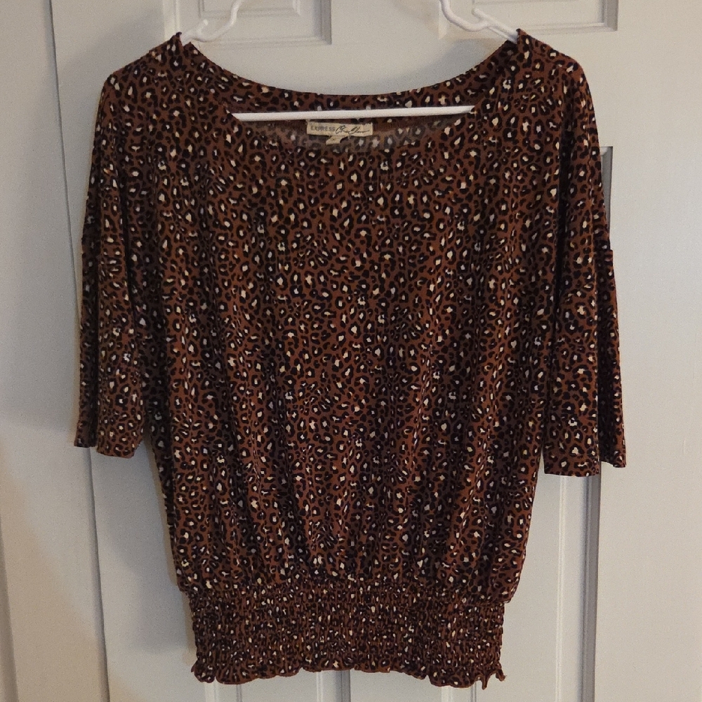Express Brown Animal Print Blouse